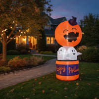 Giant Pumpkin Ghost Combo Inflatable Freestanding Inflatable Pumpkin Ghost Bright Halloween Inflatable Decoration Waterproof for Pathway