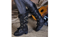 1/4 BJD Black Leather Boots Textured texture/4 Doll Boots for Photo Photography, Display, Collection