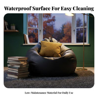 Easy to Clean Lazy Sofa Bean Bag Waterproof Tech Material Armchair Beanbag Long-Lasting Stitching Single Person Floor Lounger Portable with Handle for Adults, Students, Gamers, Living Room, Bedroom, Balcony, Apartment