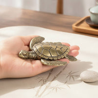Brass Turtle Figurine Collectible Turtle Figurine Low-Profile Feng Shui Ornament for Collectors, Desk