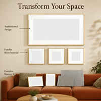 Matte Black Photo Frame Set Resin Gallery Wall Picture Display for Home