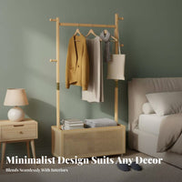 Space-Saving Design Solid Wood Clothes Stand Stable and Long-Lasting Solid Wood Coat Stand Heavy Duty Freestanding Clothes Rack with Shelves Easy Assembly for Apartment Dwellers, Homeowners, Students, Hallway, Living Room