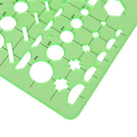 Green Plastic Geometric Drawing Template Ruler Set (9-Piece, Style 3) for Drafting and Measurement