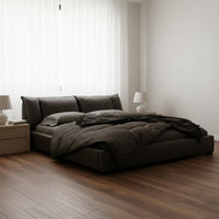 Italian Minimalist Bed Frame Light Luxury Modern Leather Foundation Bed for Newlyweds