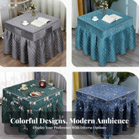 Electric Warming Device Coverlet Heat Trapping Square Warming Blanket Soft Milk Fleece Quilted Heater Table Cover for Families, Seniors, Winter Season