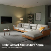 sectional Fabric Sofa Nordic Design sectional Chaise Sofa sturdy Wood Frame Living Room Furniture for Apartment Dwellers, Homeowners