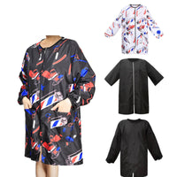 Salon Smock with Zipper Long-Sleeve Barber Smock Hairdresser Jacket with Pockets Long-Lasting Apparel Soft for Hairdressers