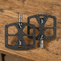 Triple-Bearing Pedals with Carbon Fiber Body Non-Slip Platform Pedals Sealed Bearings Wide for Mountain Bikers, Cyclists, Outdoor Riding, Road Cycling