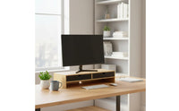 Computer Screen Stand Storage No Assembly Required Keyboard Storage Riser Cable Management Bamboo Display Stand Drawer for Dorm Room