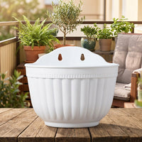 Plant Pots and Hanging Basket for Wall Decor, Ribbed Resin Hanging Plant Garden Planter, Self Watering Wall Planter, Wall Mount Fence Planters