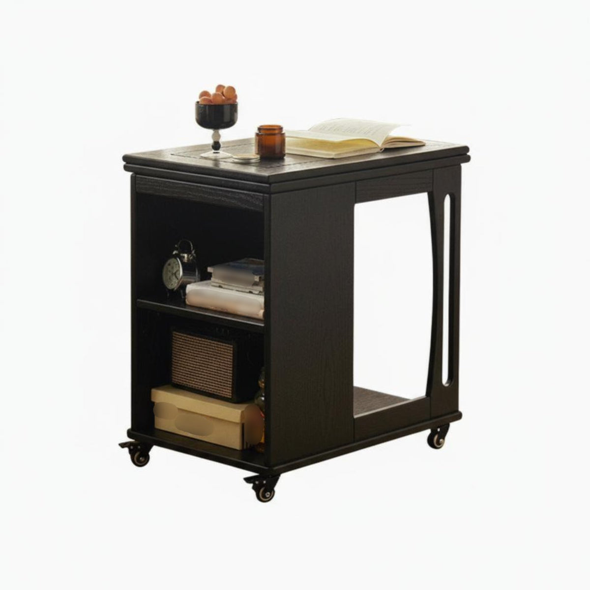 Multi-Functional Expandable Nesting Table Set Space-Saving Household Furniture On Wheels Storage Cart Includes 4 Stools for Apartment Dwellers, Families, Homeowners, Living Room, Small Areas, Dining Area, Bedroom