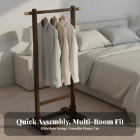 Minimalist Design Floor Clothing Rack Easy to Assemble Unattached Standing Clothes Rack Sturdy and Long-Lasting Bamboo Coat Stand Strong Load-Bearing for Renters, Students, Adults, Entryway, Apartment, Guest Room