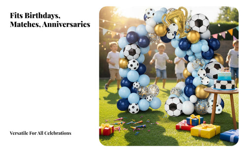 141 Pieces Easy to Assemble Soccer Theme Balloon Arch Kit Vibrant Colors Football Party Balloon Garland for Children, Parents
