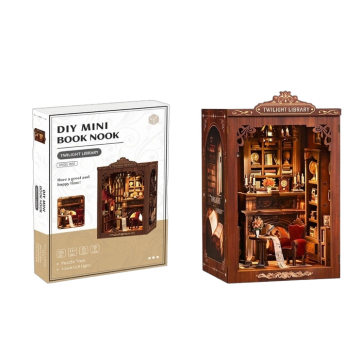 Easy Assembly Miniature Library Shelf Display Insert Bookshelf Insert Wood Grain
