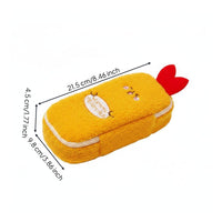 Fried Prawn Pencil Case Large Capacity Fuzzy Battered Pen Pouch Cute Design Cartoon Prawn Stationery Bag for Students, Kids, School, Office