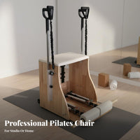 Installation-No Assembly Required Pilates Wunda Chair Padded Seat and Pedals Wunda Chair Stable Wood Frame Fitness Equipment Coil Resistance for Mind-Body Practice Studio, Home Gym