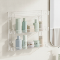 Multi-Layer Wall-Mounted Acrylic Cosmetic Organizer for Nail Polish and Skincare