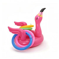 Floating Inflatable Flamingo Hoop Toss Game Lightweight Flamingo Hoop Toss Game Portable Sturdy for Families