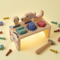 Wooden Pounding Bench Solid Construction Sorting Bench Develops Fine Motor Skills Wooden Learning Toy for Young Children