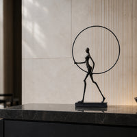 Metal Figurine with Marble Base Sculptural Sculpture with Marble Base Elegant Decorative Object for Living Room