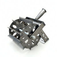 Wheeled Weeder Hand-Push Weeder with Serrated Tines Manual Weeding Rake with for Homeowners