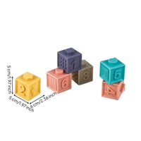 6 Pieces Textured Stacking Blocks with Bag Educational Soft Blocks Safe Building Block Set Bendable for Babies, Infants, Playroom, Bath