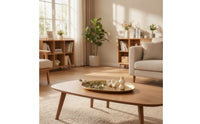Elliptical Tray Flat Tray with Gold Finish for Coffee Table