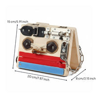 Wooden Busy Board Screen Play Educational Activity Board Travel Friendly Foldable Sensory Toy for Young Children, Preschoolers
