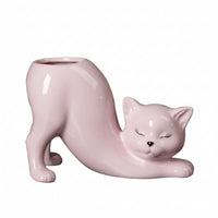 Cat Planter Glazed Succulent Pot with Drainage Small for Desk, Office, Gardeners
