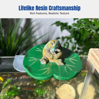 Creative Lotus Leaf Turtle Fishing Resin Ornament, Aquatic Habitat, Fish Habitat, Pond, Courtyard Landscaping