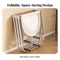 Foldable Minimalist Cylindrical Stool Portable Space-Saving Seat Lightweight Folding Chair Sturdy Construction for Cafe Owners, Design Enthusiasts, Dining Room, Small Apartments, Kitchen, Balcony