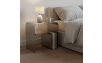 Stainless Steel Side Table One-Piece Molding Minimalist Metal Nightstand Multi-Functional C-Shaped End Table for Bedroom, Living Room, Office