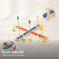 Rope Rings Peg Hoop Game Colored Strips Wooden Hoop Toss Board for Children