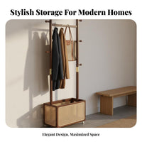 Space-Saving Design Solid Wood Clothes Stand Stable and Long-Lasting Solid Wood Coat Stand Heavy Duty Freestanding Clothes Rack with Shelves Easy Assembly for Apartment Dwellers, Homeowners, Students, Hallway, Living Room