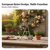 Elegant Design Wrought Iron Plate Stand Two-Way Use Floral Flower Display Easel Sturdy Construction for Home Decorators, Desktop, Kitchen
