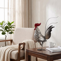 Cockerel Figurine Farmhouse Metal Cockerel Hollow Decor for Collectors, Bookshelf