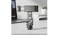 Portrait and Landscape Phone Holder with Cold Shoe Mount Adjustable Phone Mount with Cold Shoe Aluminum Alloy Non-Slip for Vloggers, Photographers