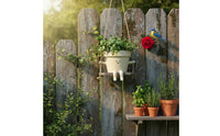 Swing Hanging Planter Short Side Arms Hanging Head Flower Pot Cream Colored