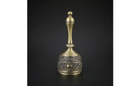 Metal Hand Bell with Handle Ornate Embossed Metal Bell Handheld Decorative for Tea Service, Meditation