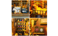 DIY Shelf Vignette Kit Wizard-Themed Miniature House Set Handcrafted Desktop Model with Shelves for Hobbyists, Desk