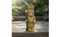 Tiki Statue with Light up Eyes Wood Look Tiki Statue with LED Eyes Lawn Ornament Glowing Tropical for Patio, Yard