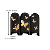 Arched Hinged Tabletop Screen Wood-Grain Decorative Screen with Panels Compact Decor Vintage-Style for Entryway