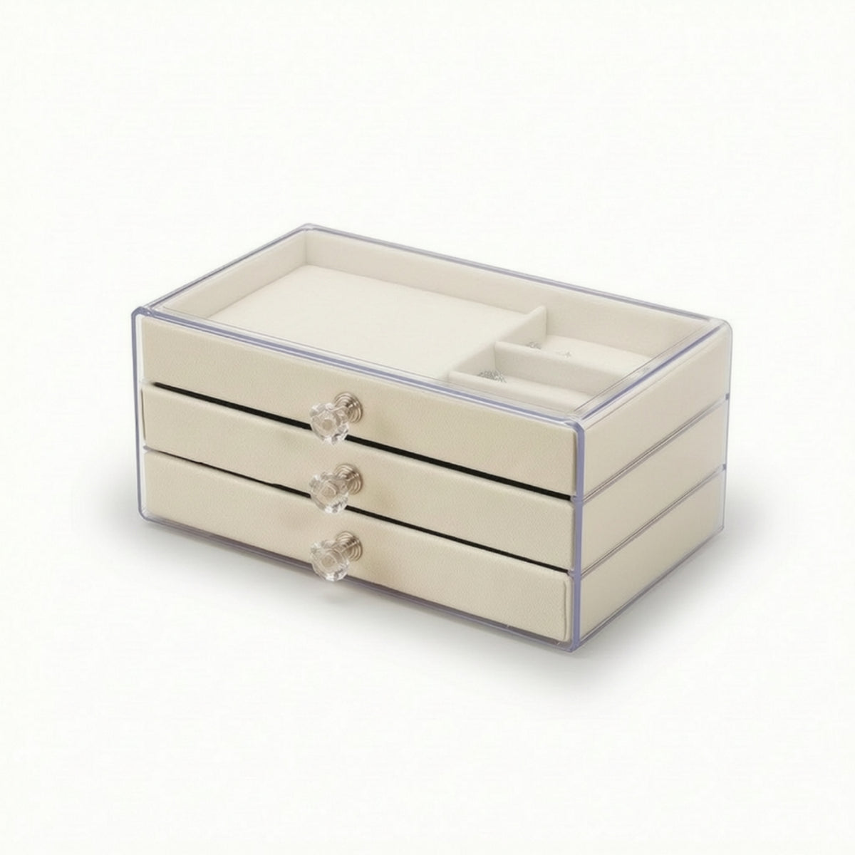 Three-Layer Flannel Jewelry Storage Box with Drawer