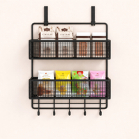 Metal Vegetable Storage Rack for Pantry and Kitchen, Fridge Organizer Side with Hooks, Tiered Wire for Students