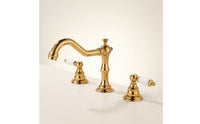 Antique-Style Basin Faucet Three-Hole Faucet with Two Handles Deck-Mounted Basin Tap Polished for Washbasin, Bathroom, Vanity