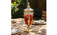 Glass Beverage Dispenser with Spigot Transparent Structure Large Capacity Water Dispenser Crystal Cut Water Container Wide