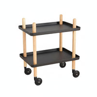 Nordic Design 2-Tier Rolling Organizer Mobile Design Wheeled Side Table Space-Saving Household Storage Multi-Purpose for Apartment Dwellers, Office Workers, Living Room, Bedroom, Kitchen, Bathroom
