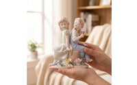 Boy and Girl Figurine Pastel Ceramic Figurine Tabletop Porcelain Statue for Collectors, Bedroom