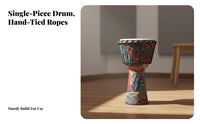 Rope-Tuned Djembe Tunable Percussion Instrument Goatskin Handheld Drum for Beginners, Musicians, Home Rehearsal Concert Performances