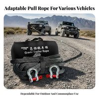Heavy-Duty Tow Strap and Shackle Set Break-Resistant Braided Tow Strap with Shackles Reinforced Loops Towing Equipment High-Density Weave for Rugged-Highway Enthusiasts, Truck Owners, Drivers, Roadside Emergency, Trail Riding